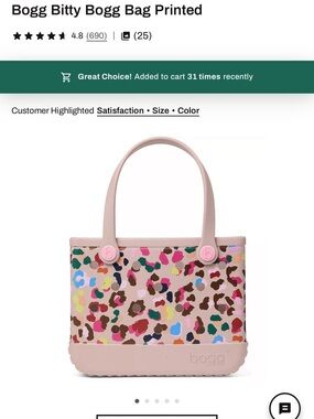 BOGG BAG Bitty Tote in Pink Multi Leopard Print